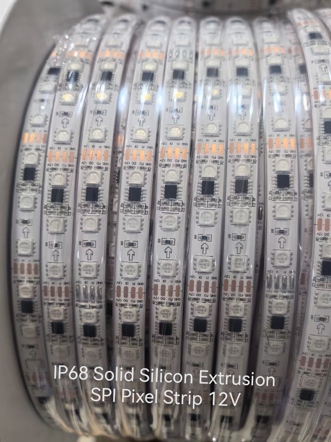 IP68 Waterproof Solid Silicone Extrusion 12V 24V MT16703 TM1934 Dual Data Digital Addressable SPI Pixel RGBic LED Strip 2